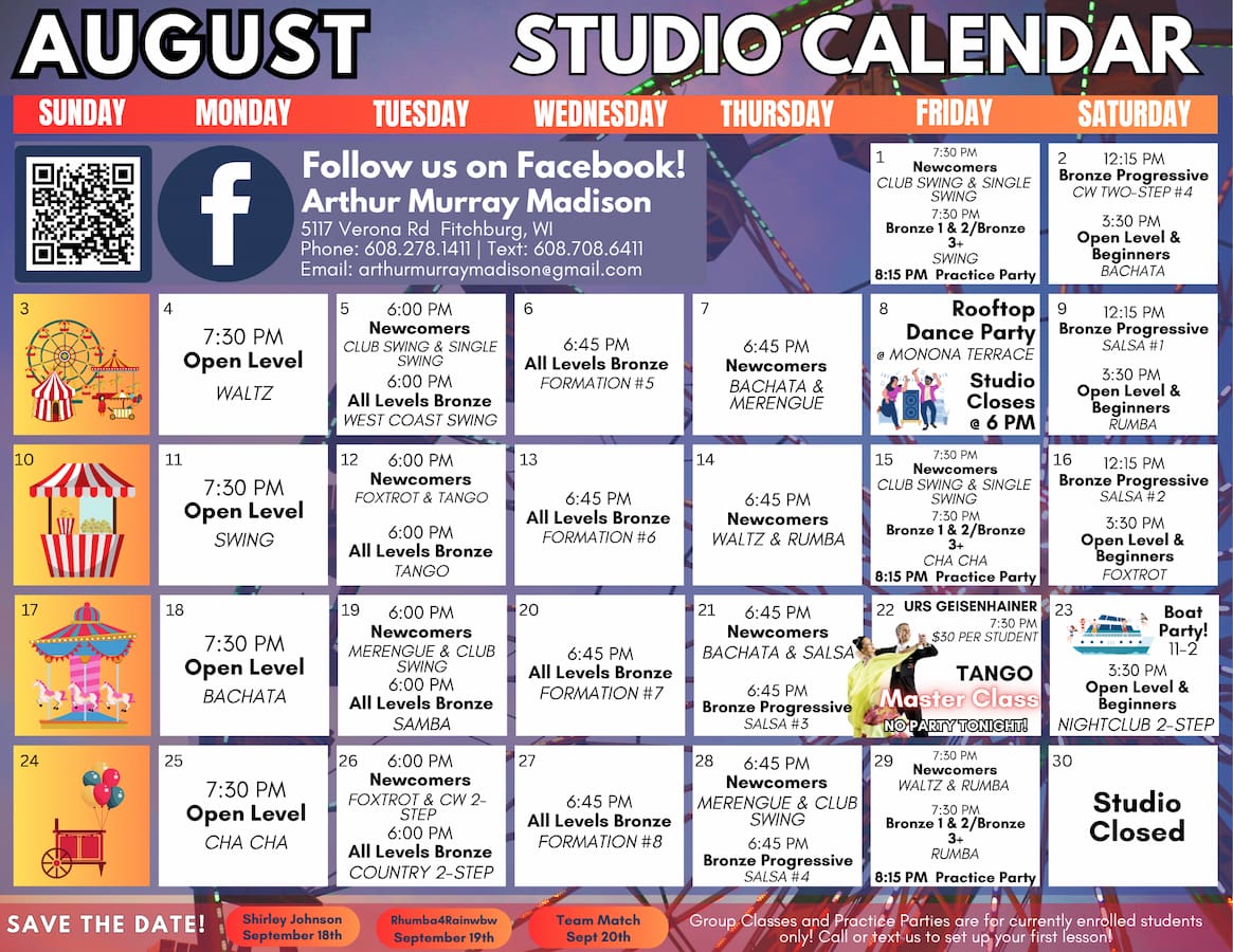 Arthur Murray Madison Group Class Calendar